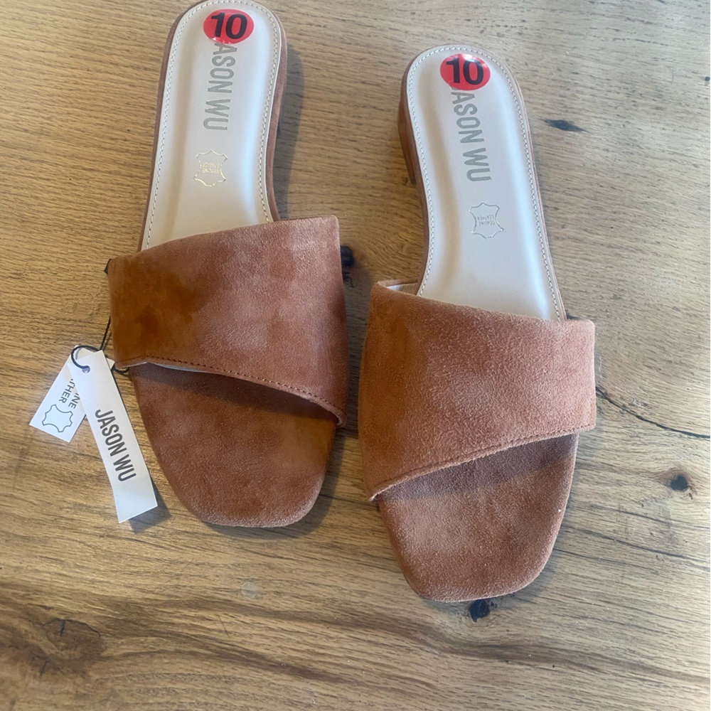 Jason Wu Elegant Tan Suede Slide Sandals Women’s 10‎ NWT